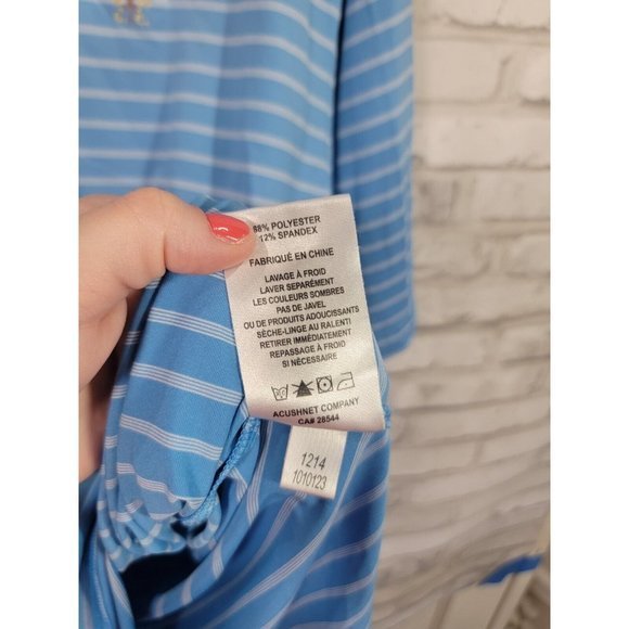 Foot Joy XL Men Short Sleeve Polo Blue White Horizontal Lines The Foundry GC - Picture 6 of 8